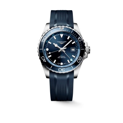 Montre Longines Hydroconquest GMT cadran bleu bracelet caoutchouc - 43mm