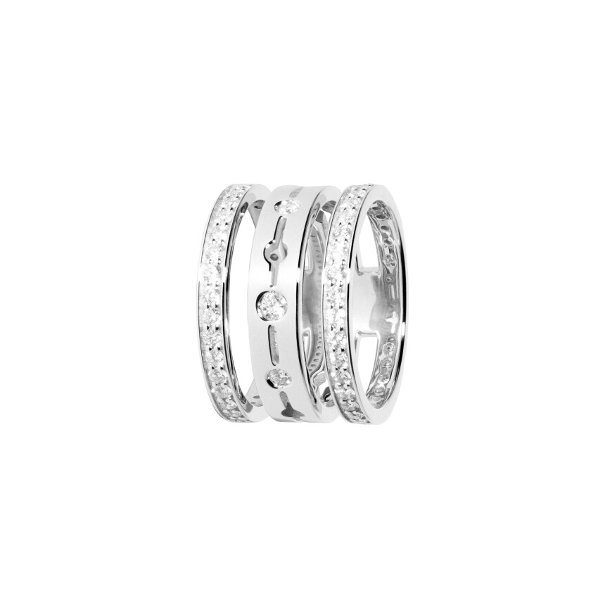 dinh van Pulse 3 rows paved ring in white gold and diamonds