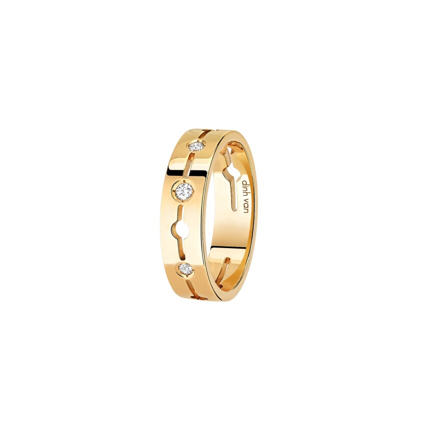 Dinh van Pulse Small Model 5mm ring in yellow gold and diamonds