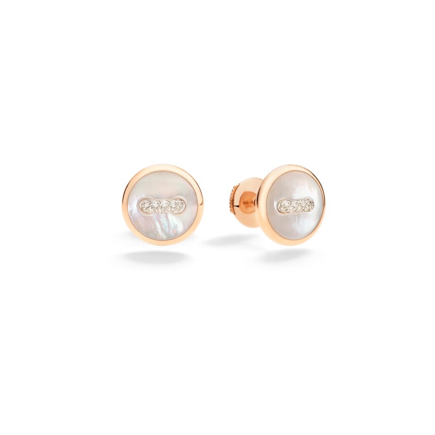 Pomellato Pom Pom Dot earrings in pink gold, mother-of-pearl and diamonds