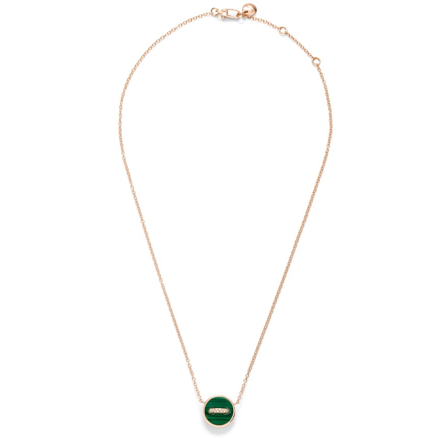 Pomellato Pom Pom Dot necklace in pink gold, diamond, malachite and mother-of-pearl