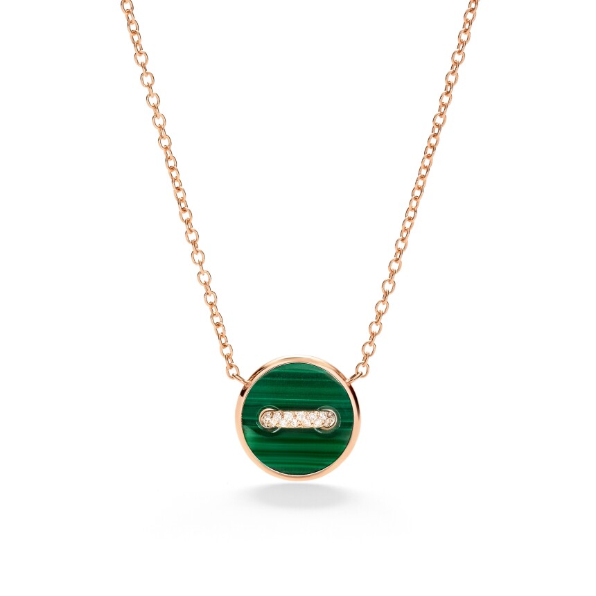 Pomellato Pom Pom Dot necklace in pink gold, diamond, malachite and mother-of-pearl