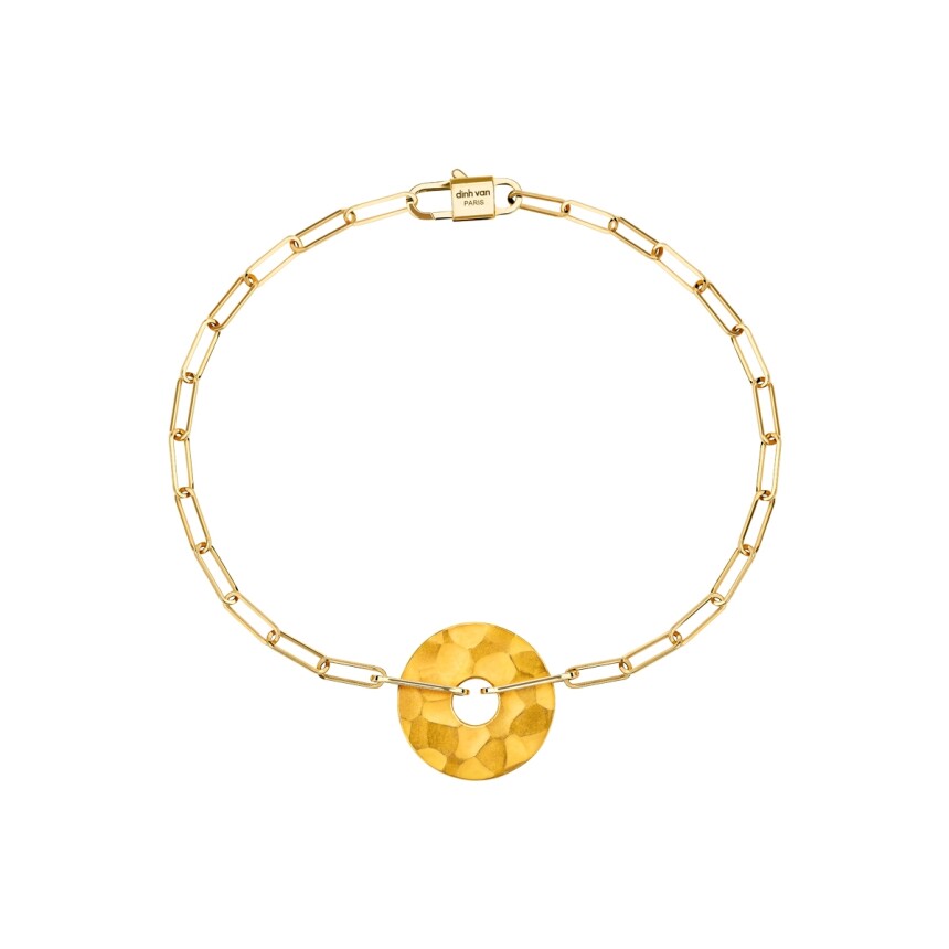 Bracelet sur chaine Dinh Van Pi 14 mm en or jaune et diamant