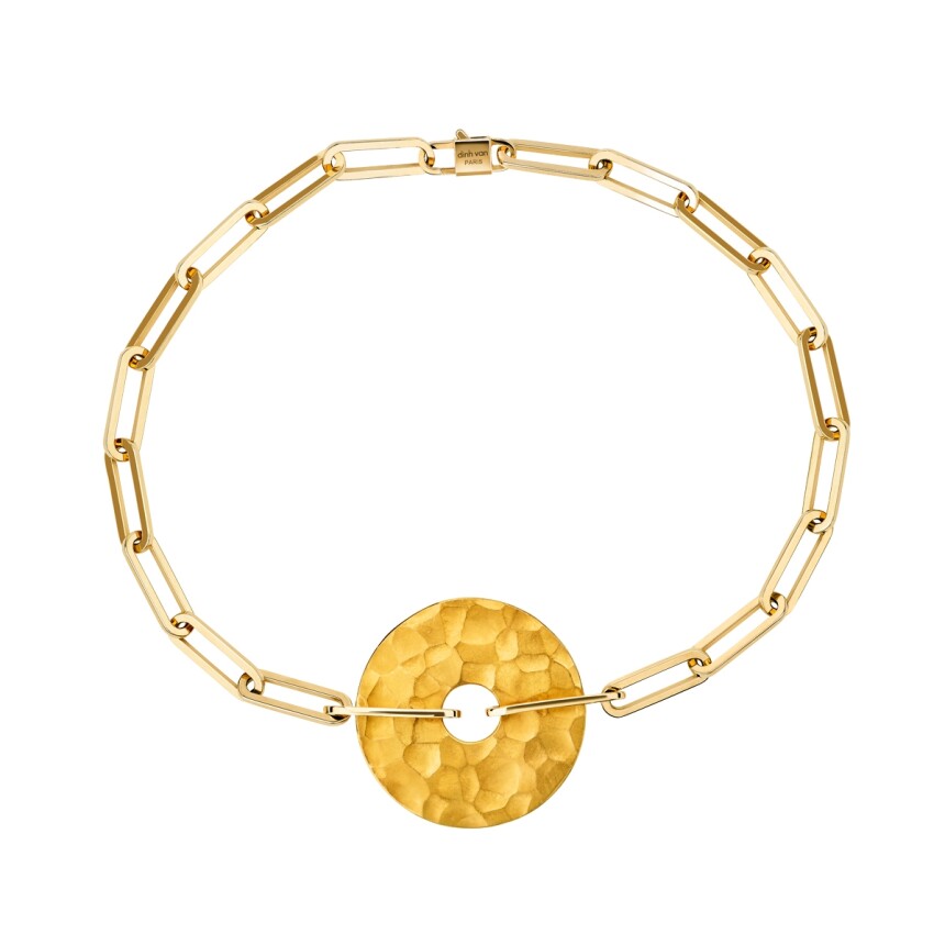 Bracelet sur chaine Dinh Van Pi 23 mm en or jaune et diamant