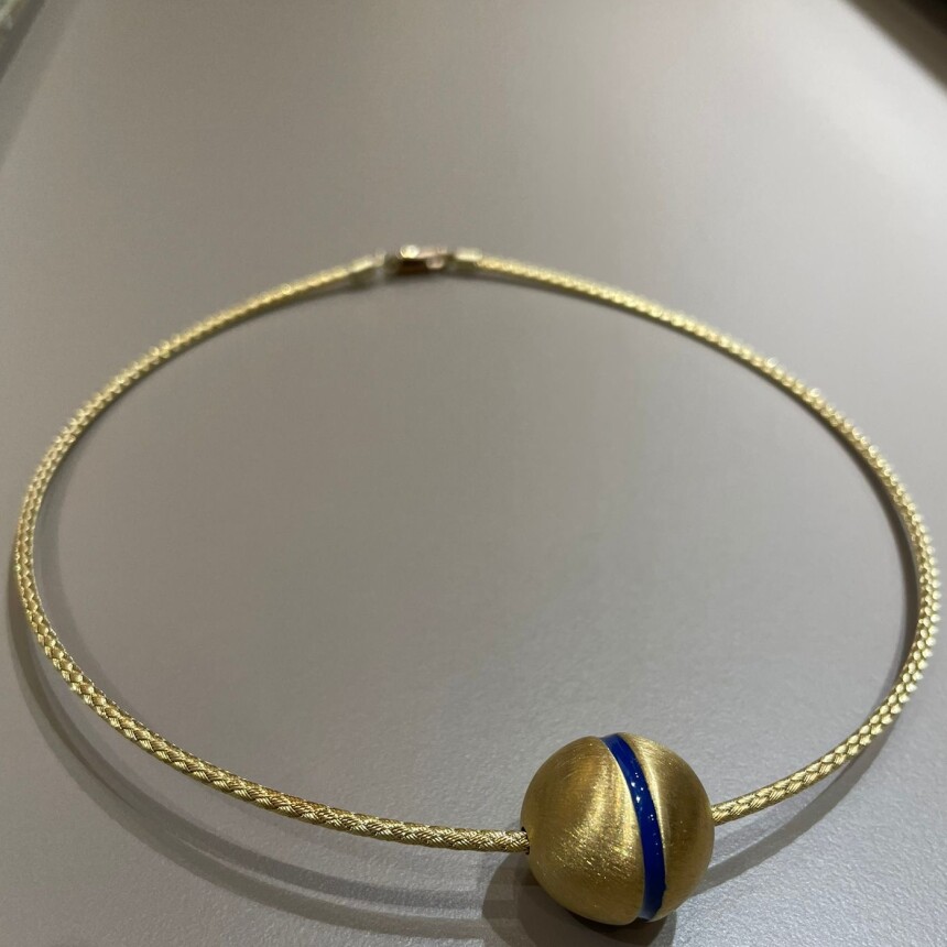 Lauren Rubinski Necklace in 14k gold and blue enamel