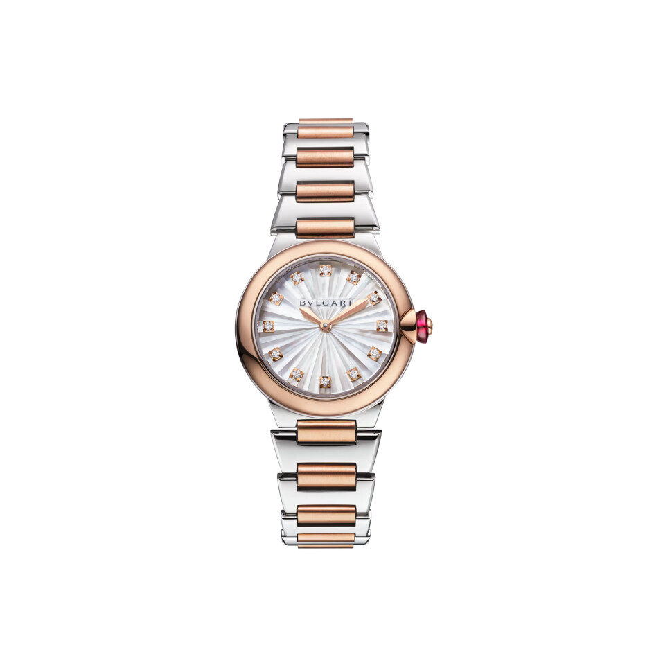 Bulgari LVCEA 28mm watch in rose gold and steel