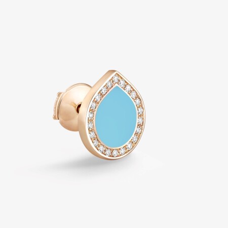 Mono boucle d'oreille Repossi en or rose, diamants et turquoise