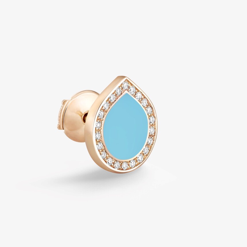 Repossi mono earring in pink gold, diamonds and turquoise
