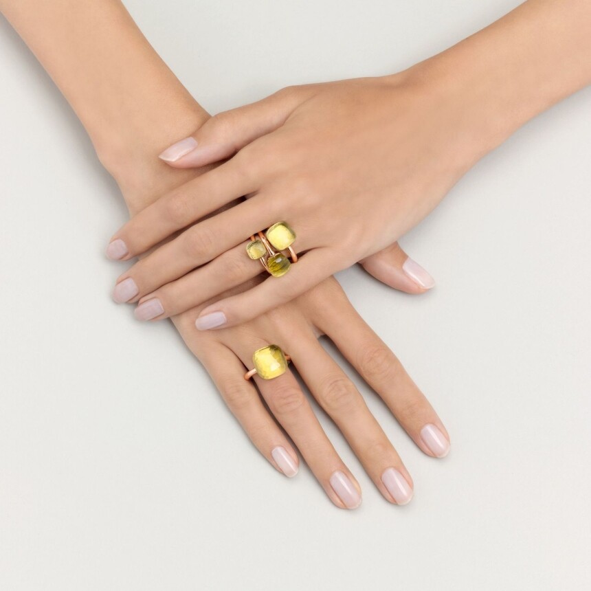 Pomellato Nudo ring, rose gold, white gold and lemon quartz