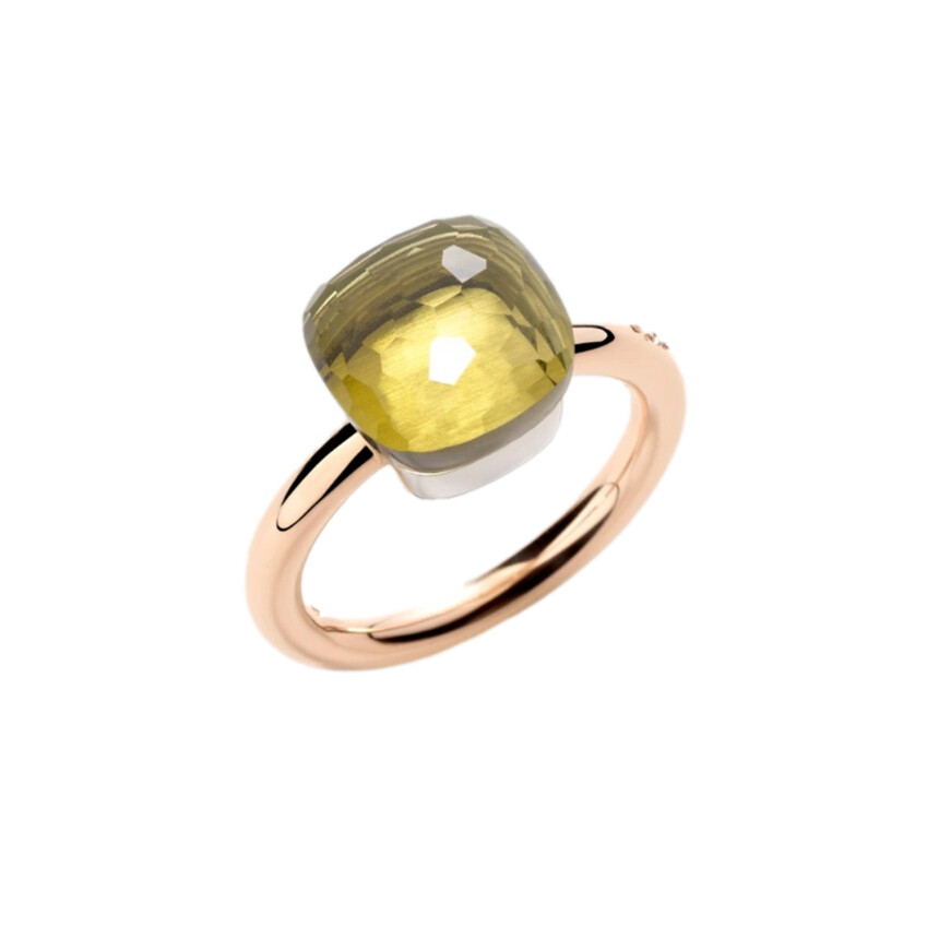 Pomellato Nudo ring, rose gold, white gold and lemon quartz