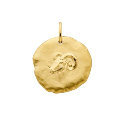 Arthus Bertrand Medals Astro Aries necklace and round chain Forçat in sand yellow gold