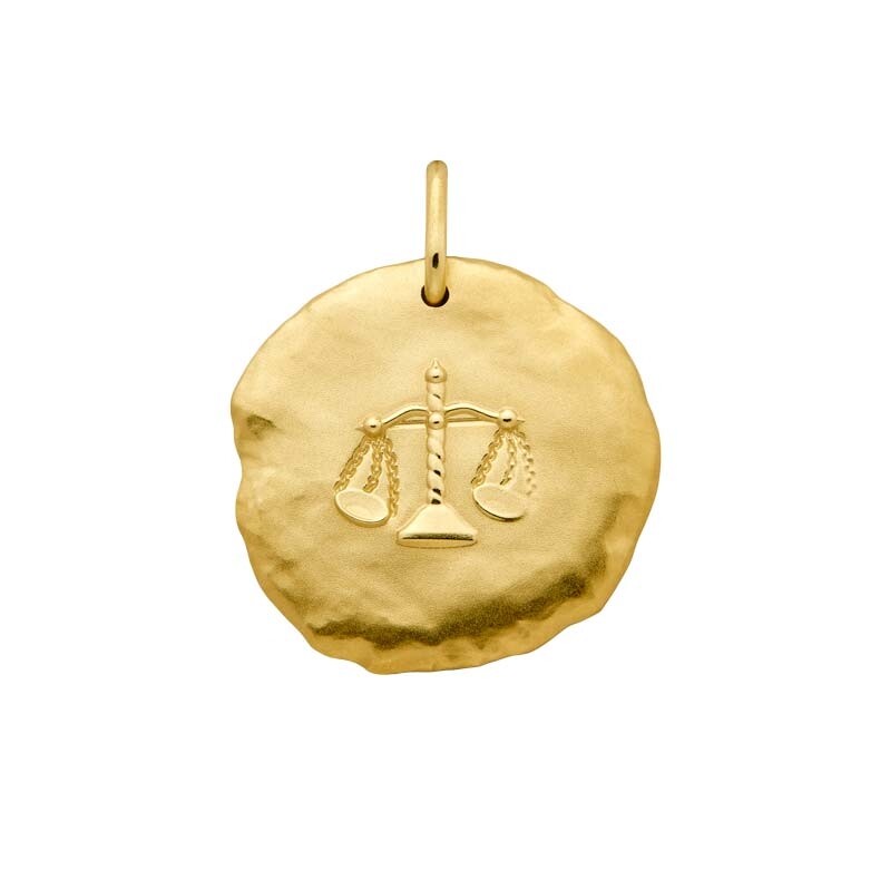 Arthus Bertrand Les Médailles Astro Libra 23mm yellow gold sandblasted medal
