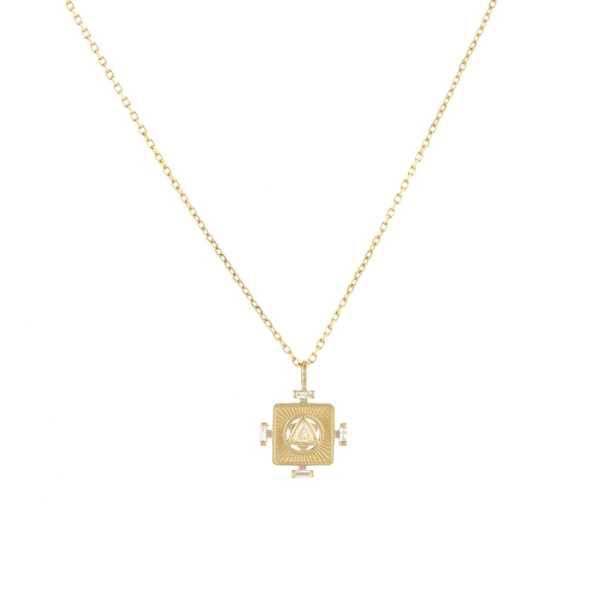 Céline Daoust Trillion Necklace in yellow gold and diamonds