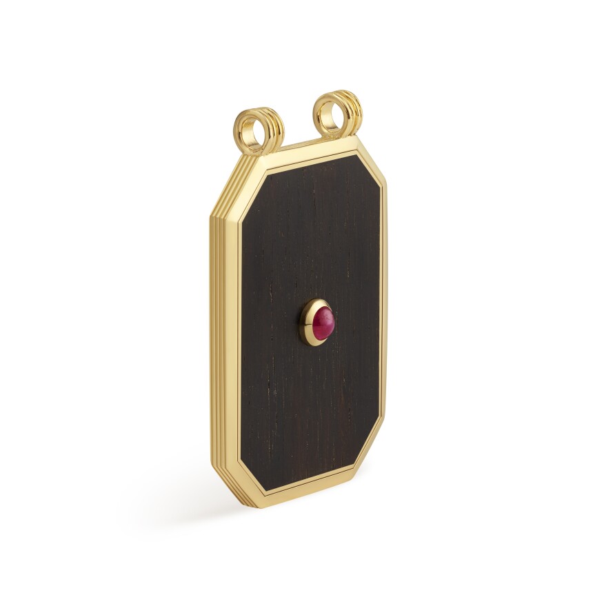 Scapular Marie Lichtenberg ebony ruby cabochon