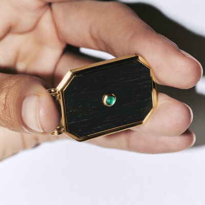 Scapular Marie Lichtenberg ebony emerald cabochon