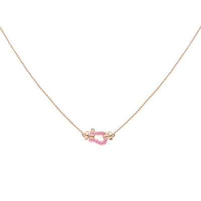 Fred Force 10 Small Necklace in rose gold and pink sapphires