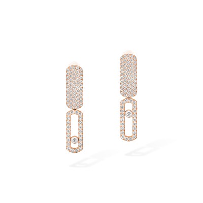 Boucles d\'oreilles Messika Imperial Move petit modèle en or rose et diamant