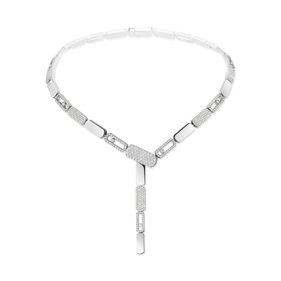 Messika Imperial Move Tie Necklace small model in white gold and diamond