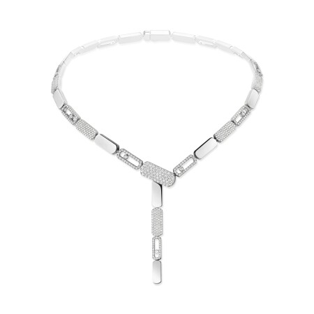 Collier Cravate Messika Imperial Move petit modele en or blanc et diamant