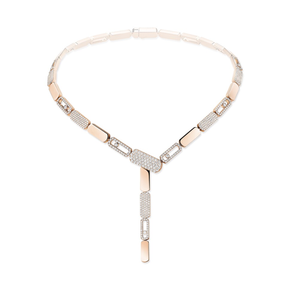 Messika Imperial Move Tie Necklace small model in pink gold and diamond