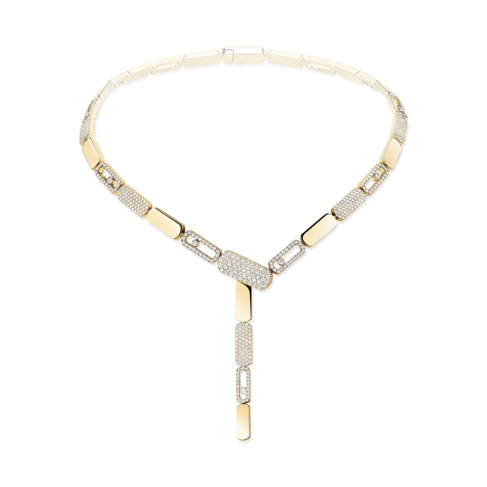 Messika Imperial Move Tie Necklace small model in yellow gold and diamond