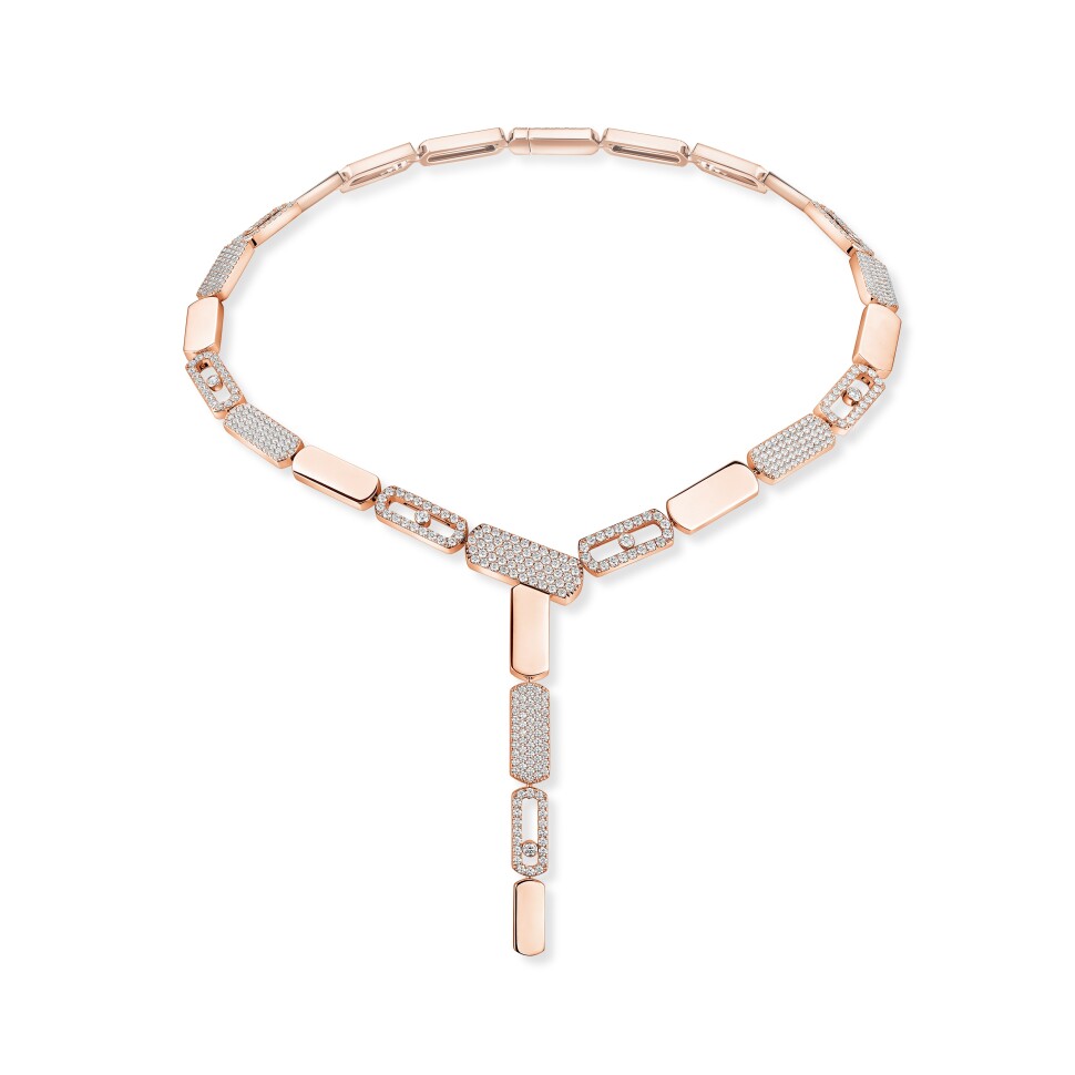 Messika Imperial Move large model tie necklace in pink gold and diamond