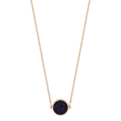 Collier Ginette NY MINI EVER en or rose et pierre de sable bleu