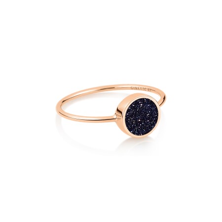 Bague Ginette NY MINI EVER en or rose et pierre de sable bleu