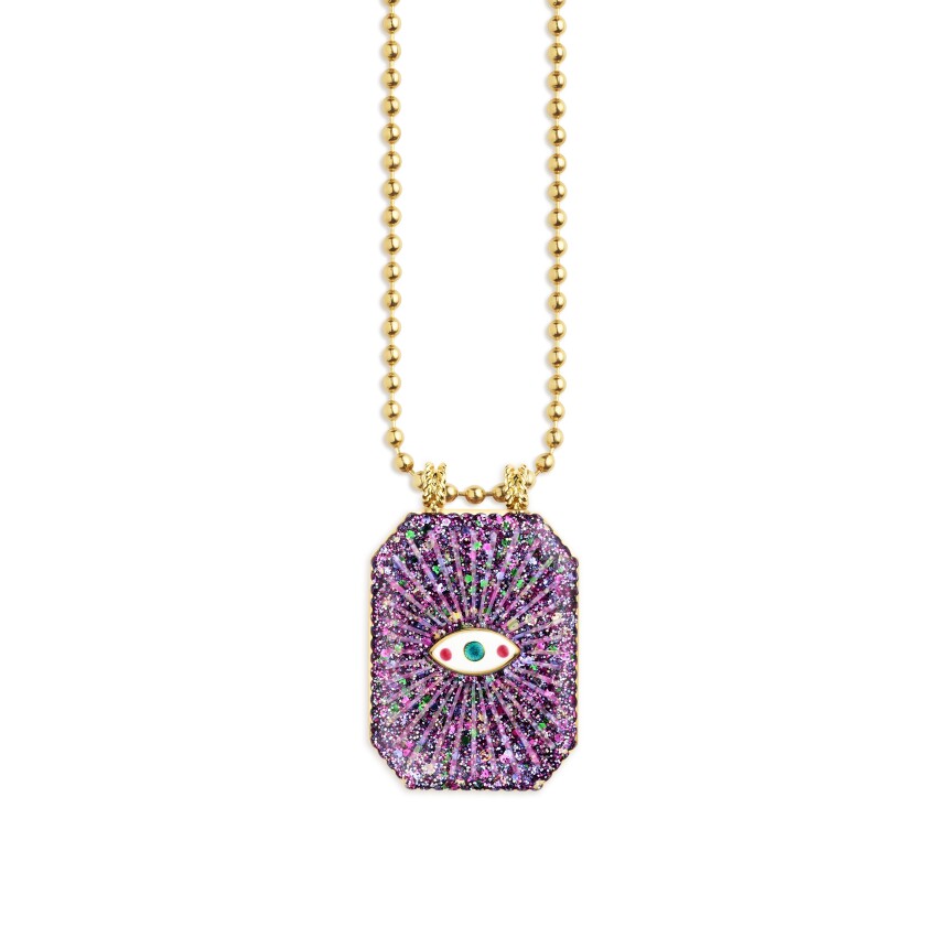 Scapular necklace Marie Lichtenberg RAIZ'IN 2024 28mm in purple sequins