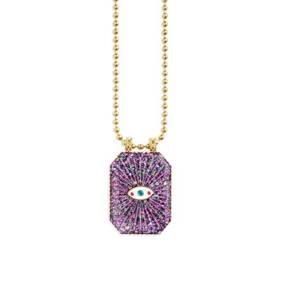 Collier Scapulaire Marie Lichtenberg RAIZ'IN 2024 28mm en paillettes violettes