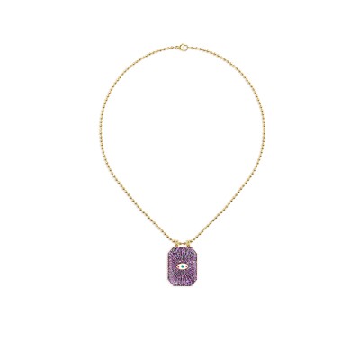 Collier Scapulaire Marie Lichtenberg RAIZ'IN 2024 28mm en paillettes violettes