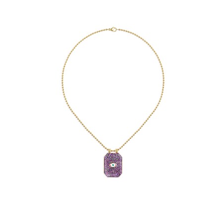 Collier Scapulaire Marie Lichtenberg RAIZ'IN 2024 28mm en paillettes violettes