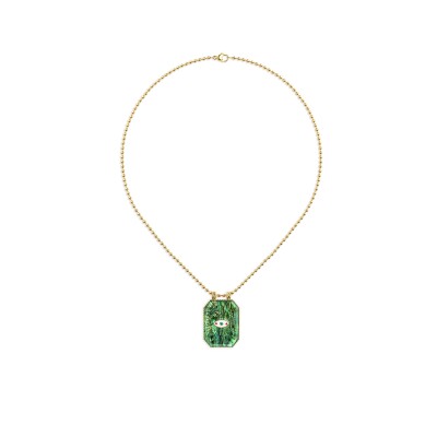 Collier Scapulaire Marie Lichtenberg RAIZ'IN 2024 28mm en nacre verte