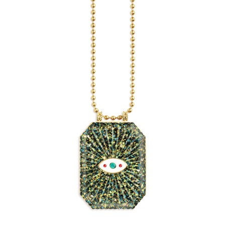 Scapular necklace Marie Lichtenberg RAIZ'IN 2024 40mm in green sequins