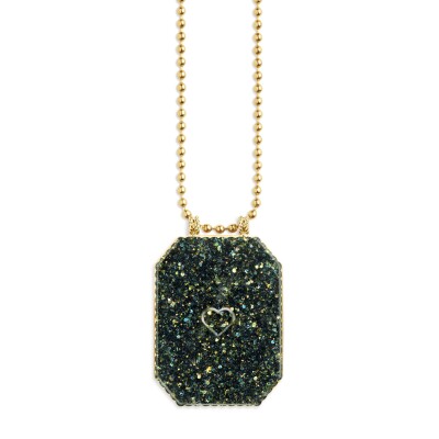 Collier Scapulaire Marie Lichtenberg RAIZ'IN 2024 40mm en paillettes vertes