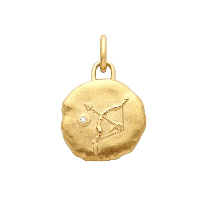 Arthus Bertrand Sagittarius Medal 15mm in yellow gold and diamond