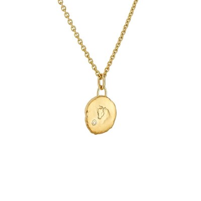 Arthus Bertrand Astro Taurus 15mm necklace and Forçat Limé 40cm chain in yellow gold and diamonds