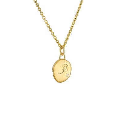 Arthus Bertrand Astro Bélier 15mm necklace and Forçat Limé 40cm chain in yellow gold and diamond