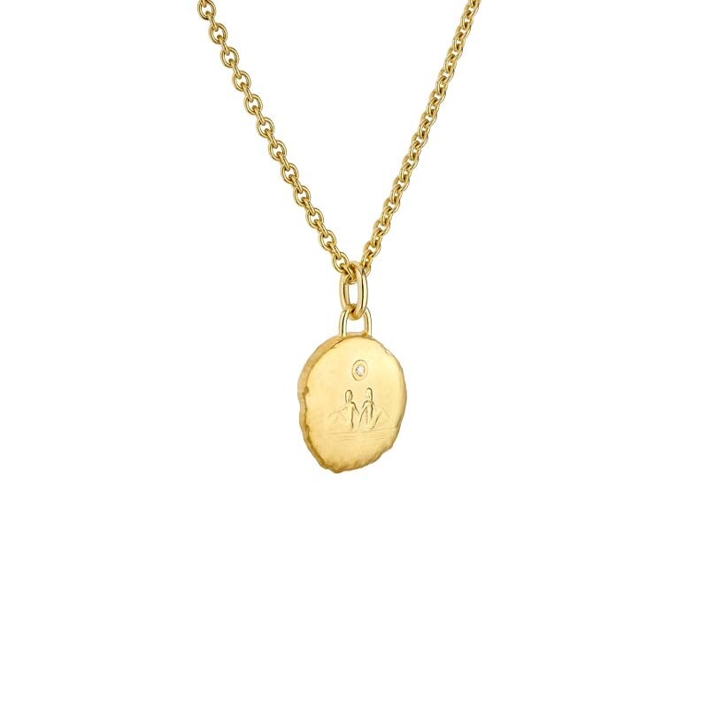 Arthus Bertrands Astro Gemini 15mm necklace and Forçat Limé 40cm chain in yellow gold and diamonds