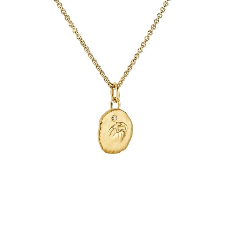 Arthus Bertrand Astro Cancer 15mm necklace and Forçat Limé40cm chain in yellow gold and diamonds