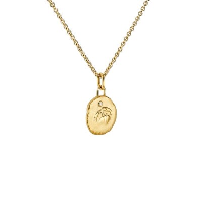 Arthus Bertrand Astro Cancer 15mm necklace and Forçat Limé40cm chain in yellow gold and diamonds