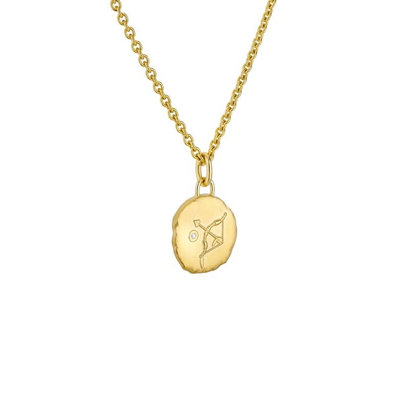 Arthus Bertrand Astro Sagittarius 15mm necklace and Forçat Limé 40cm chain in yellow gold and diamonds