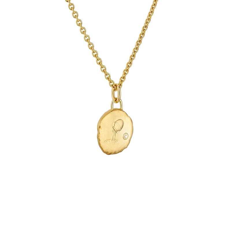 Arthus Bertrand Astro Verseau 15mm necklace and Forçat Limé 40cm chain in yellow gold and diamonds