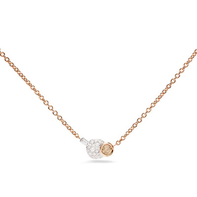 Collier Pomellato Sabbia en or rose, sertis diamants bruns et blancs