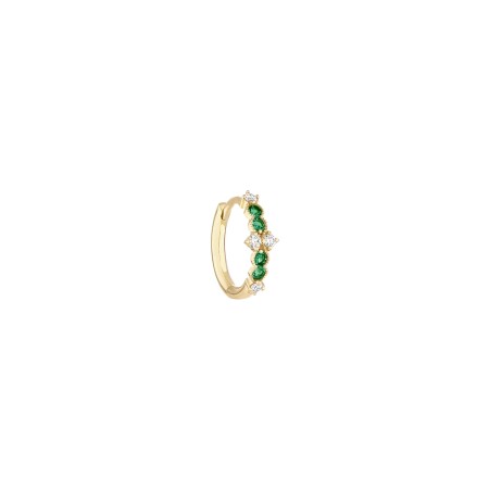 Stone Paris Hope Mono Earring in yellow gold, diamonds and emeralds