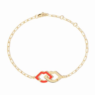 Bracelet dinh van 2 lips en or jaune et laque rouge