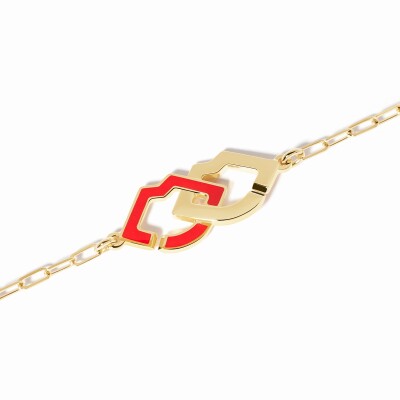 Bracelet dinh van 2 lips en or jaune et laque rouge