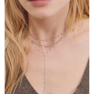 Collier long Stone Paris Belle Epoque en or rose et diamants