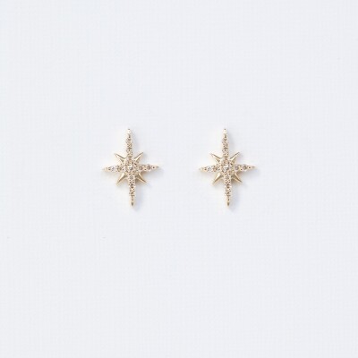 Puces d'oreilles Céline Daoust North Star en or jaune et diamants