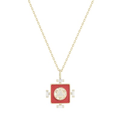 Pendentif Céline Daoust Rouge Yantra Sacral Chakra & Trillion en or jaune et diamants